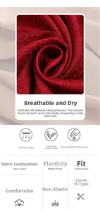 Vue détaillée du tissu de pyjama en soie avec jacquard floral rouge foncé et coupe ample