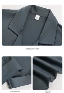 Detail view of men silk pajama with classic lapel cuff design and smooth fabric