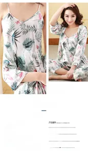 Detail showing tropical print fabric texture and 95% polyester material composition