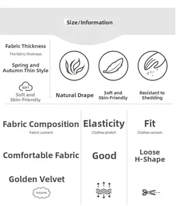 Infographic showing soft pleuche fabric details and loose H-line fit of these pajamas