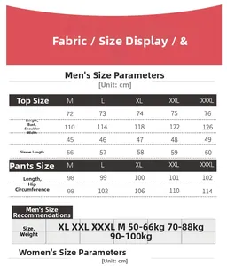 Detailed size chart for men silk pajama set with length, bust, and shoulder measurements