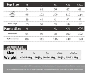 Size chart for long-sleeved silk pajama sets featuring M to XXXL measurements