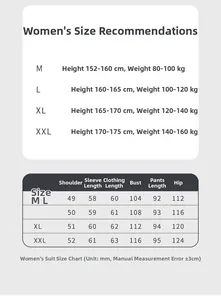 Size guide for women's silk pajamas including height, weight, and garment measurements