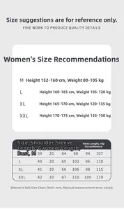 Detailed size chart for women silk pajama set including height and weight recommendations