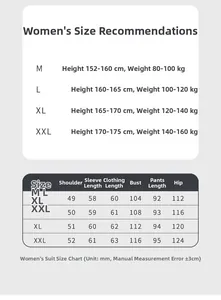 Detailed size chart for women's silk pajamas including height, weight, and garment measurements