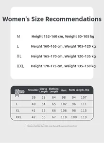 Size guide for women's ice silk pajama set showing height weight and measurements