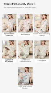 Short sleeve satin pajama sets for women with seven elegant floral print patterns