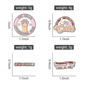 Detailed dimensions and weight specifications for cute cat enamel pin set accessories