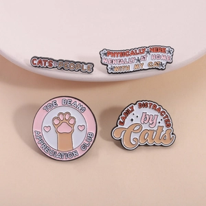 Funny Cat Lover Enamel Pin Zinc Alloy Cute Cartoon Kitten Paw Brooch Cats People Slogan Badge Jewelry For Backpack Clothes