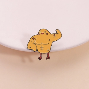 Broche Épinglette en Émail Petit Poussin Musclé Rigolo Insigne en Alliage de Zinc Accessoire de Mode Pour Vêtement Sac à Dos Cadeau
