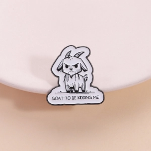 Funny Angry Goat Enamel Pin Goat To Be Kidding Me Slogan Zinc Alloy Cartoon Animal Badge Backpack Lapel Pin Jewelry Gift