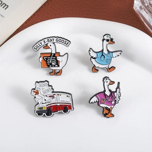 Funny medical goose enamel pin set with doctor and nurse designs for healthcare workers