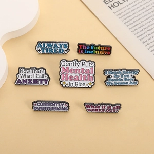 Lot de 7 épingles en émail avec slogans humoristiques Always Tired pour accessoires