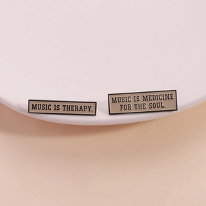 Music Is Medicine For The Soul Enamel Pin Therapy Quote Rectangular Metal Badge Zinc Alloy Brooch Jewelry Gift
