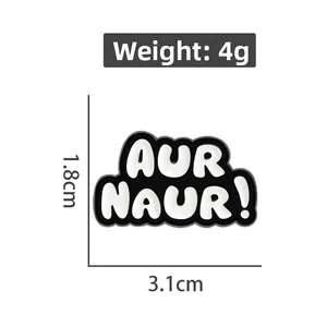 Detailed size and 4g weight specs for AUR NAUR black and white enamel geometric pin