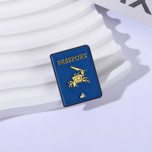 Cartoon Reisepass Emaille-Pin mit Krabbenmotiv für Taschen und Kleidung Dekoration