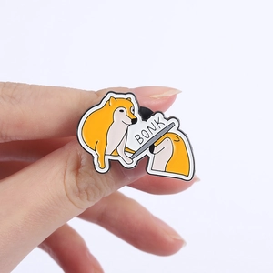 Broche en émail drôle Shiba Inu Bonk pour la décoration de sacs et vêtements