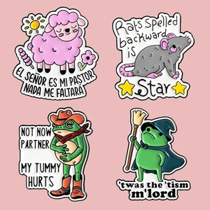 Funny Cartoon Animal Enamel Pin Zinc Alloy Cowboy Frog Rat Sheep Brooch Jewelry For Backpack Clothing Hat Men Women Gift
