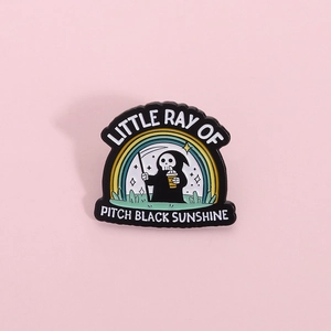 Funny Grim Reaper Enamel Pin Rainbow Scythe Little Ray Of Pitch Black Sunshine Alloy Brooch For Bags Clothes Accessories