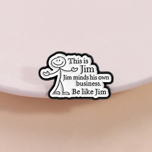 Funny Stickman Jim Enamel Pin Badge Zinc Alloy Minimalist Humorous Meme Brooch For Clothes Backpack Accessories Unisex Gift