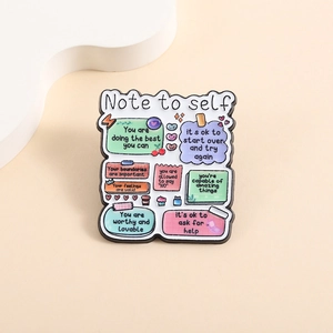 Pin de esmalte colorido con frases motivadoras e íconos lindos decorativos