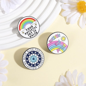 Set di 3 spille in smalto per la sensibilizzazione sull'autismo con motivi arcobaleno