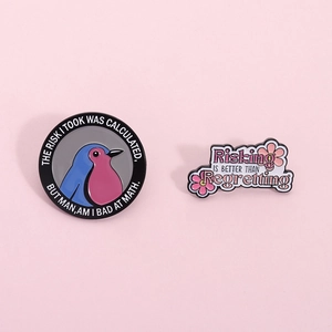 Ensemble de Pins en Émail Citation Oiseau Dessin Animé Drôle Broche Fleur Texte Inspirant pour Sac à Dos Vêtements Insigne Métallique en Alliage de Zinc