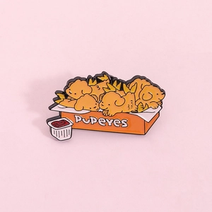 Funny Puppy Nuggets Enamel Brooch Personalized Cartoon Fried Chicken Box Zinc Alloy Badge Pin Gift For Clothes Backpack Jewelry