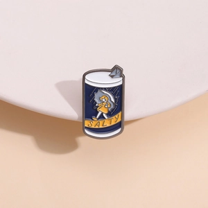 Cute Cartoon Salt Can Alloy Enamel Pin Yellow Raincoat Girl With Umbrella Pattern Salty Metal Badge Brooch For Backpack Hat Gift