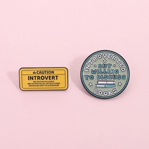 Creative enamel introvert quote brooches set for backpacks with funny slogans