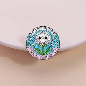 Angry Dandelion Enamel Pin Round Zinc Alloy Brooch Funny Slogan Badge For Backpack Clothes Jewelry Gift