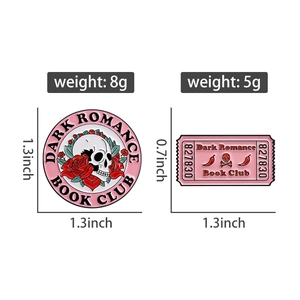 Size and weight specifications for Pink Skull and Flower Dark Romance enamel pins