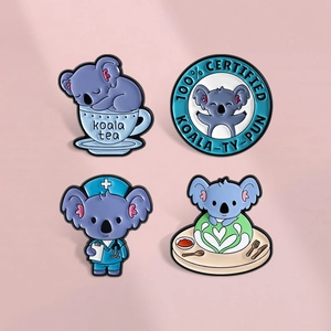 Cute set of 4 cartoon koala enamel pins for doctor nursing gifts and bag accessories