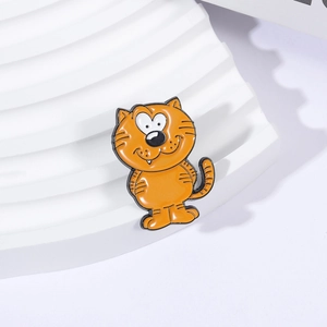 Süße orangefarbene Katze Emaille Pin Brosche mit Cartoon Tier Design für Kleidung Deko