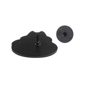 Black enamel badge back with butterfly rubber clutch on minimalist white background