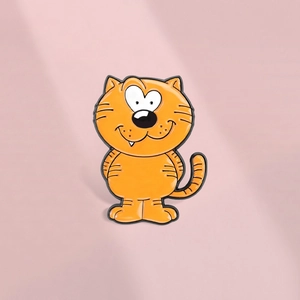 Süße Orangefarbene Katze Mit Großem Gesicht Cartoon Emaille Brosche Zinklegierung Metall Abzeichen Für Kleidung Rucksack Deko Schmuck