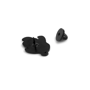 Back view of Halloween ghost enamel pin with black metal finish and rubber clutch fastener