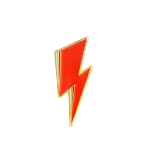Creative cartoon red lightning bolt enamel brooch pin with elegant gold metal edges