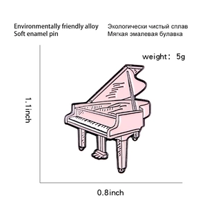 Broche piano en émail rose en alliage écologique pour accessoires de vêtements