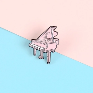 Broche en émail piano à queue rose en alliage pour décoration d'accessoires de mode