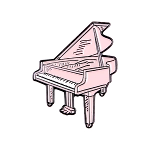 Broche créative en forme de piano à queue rose en émail avec détails soignés pour musiciens