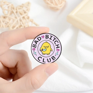 Funny Alloy Enamel Round Brooch Pin Cartoon Animal Chick Dog Badge Cool Dogs Club Jewelry Gift For Clothing Bags Accessories