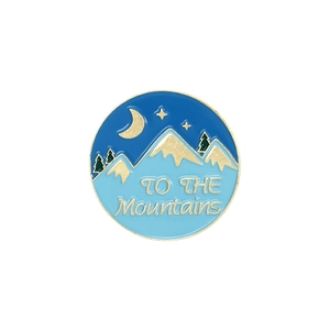 Outdoor mountain enamel pin with stars and moon design for jackets and bags