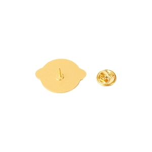 Golden alloy planet brooch badge with a pin base and butterfly clutch fastener back