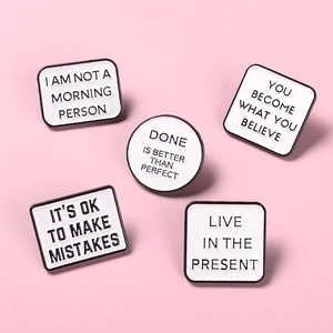 Motiverende Quote Emaille Pin Badge Set Minimalistisch Zwart Wit Legering Broches Voor Kleding Revers Decoratie Sieraden