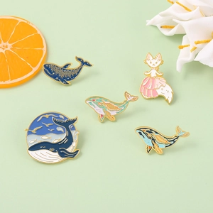 Cute Cartoon Whale Fox Alloy Enamel Brooch Personalized Animal Badge Lapel Pin For Clothing Bag Jewelry Accessory Gift Unisex