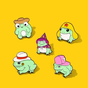 Broche en Émail Grenouille Dessin Animé Mignon Alliage Badge Animal Drôle pour Sacs Vêtements Cowboy Magicien Grenouille Épinglette Bijoux Cadeau