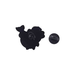Black enamel octopus pin back view with rubber clutch and polished metal finish