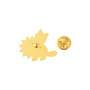 Golden metal cartoon cat pin back view with sun and moon theme butterfly clutch
