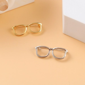 Minimalist gold and silver metal eyeglasses frame brooch pins for suit lapel and clothing